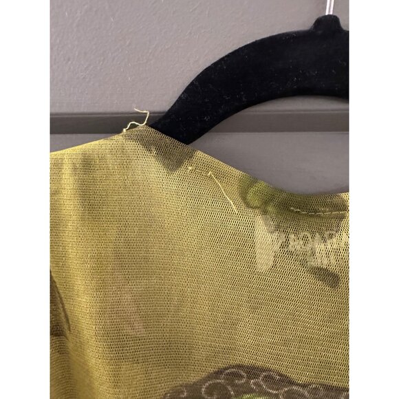 Sharagano Paris Green Floral Ruffled Sheer Wrap Top With Tie Closure Womens Smal - Picture 6 of 7